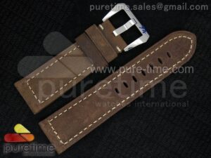 Panerai 22/24 Dark Brown Assolutamente Leather Strap with Tang Buckle