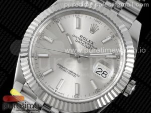 DateJust 41 126334 NTF 1:1 Best Edition 904L Steel Silver Stick Dial on Jubilee Bracelet VR3235