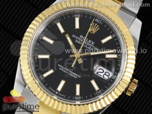 DateJust 41 126333 SS/YG JDF 1:1 Best Edition 904L Steel Black Stick Dial on SS/YG Oyster Bracelet VR3235