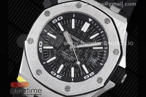 Royal Oak Offshore Diver 15710 APSF 1:1 Best Edition Black Dial on Black Rubber Strap V2 A3120 Super Clone