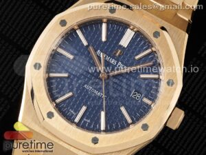 Royal Oak 41mm 15400 RG ZF 1:1 Best Edition Blue Textured Dial on RG Bracelet V2 SA3120 Super Clone