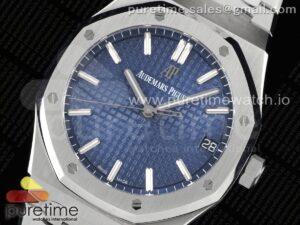 Royal Oak 41mm 15500 SS ZF 1:1 Best Edition Blue Textured Dial on SS Bracelet A4302 Super Clone V3
