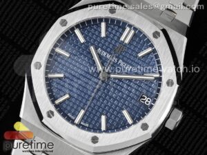 Royal Oak 41mm 15500 SS APSF 1:1 Best Edition Blue Textured Dial on SS Bracelet A4302 Super Clone