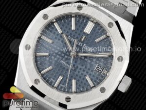 Royal Oak 37mm 15450 SS APSF 1:1 Best Edition Blue Textured Dial on SS Bracelet SA3120 Super Clone