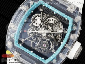 RM055 Transparent SONIC Best Edition Skeleton Blue Dial on White Nylon Strap Clone RMUL2