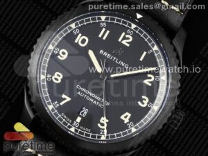 Navitimer 8 Automatic 41mm PVD TF 1:1 Best Edition Black Dial on Black Leather Strap A2824