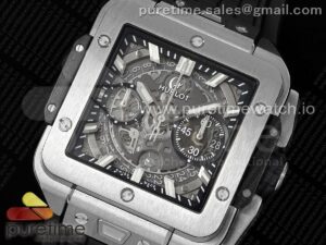 Square Bang Unico 42mm Titanium BBF 1:1 Best Edition Skeleton Dial on Black Rubber Strap A1280
