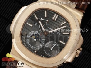 Nautilus 5712 RG YSF 1:1 Best Edition Gray Dial on Brown Leather Strap A240