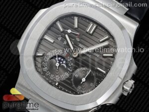 Nautilus 5712 SS YSF 1:1 Best Edition Gray Dial on Black Leather Strap A240